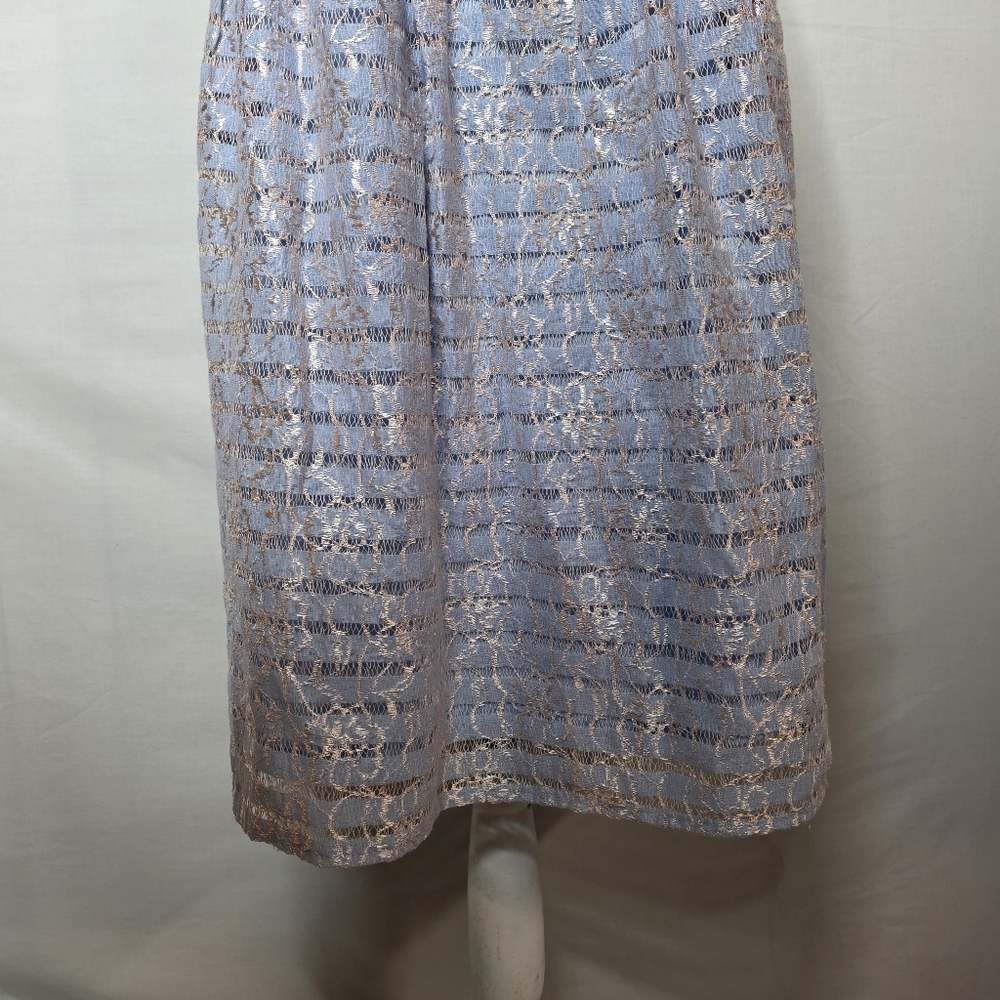 June & Ivy Womens Blue And Gold Sleeveless Knee Length Dress Size Large - Picture 4 of 10